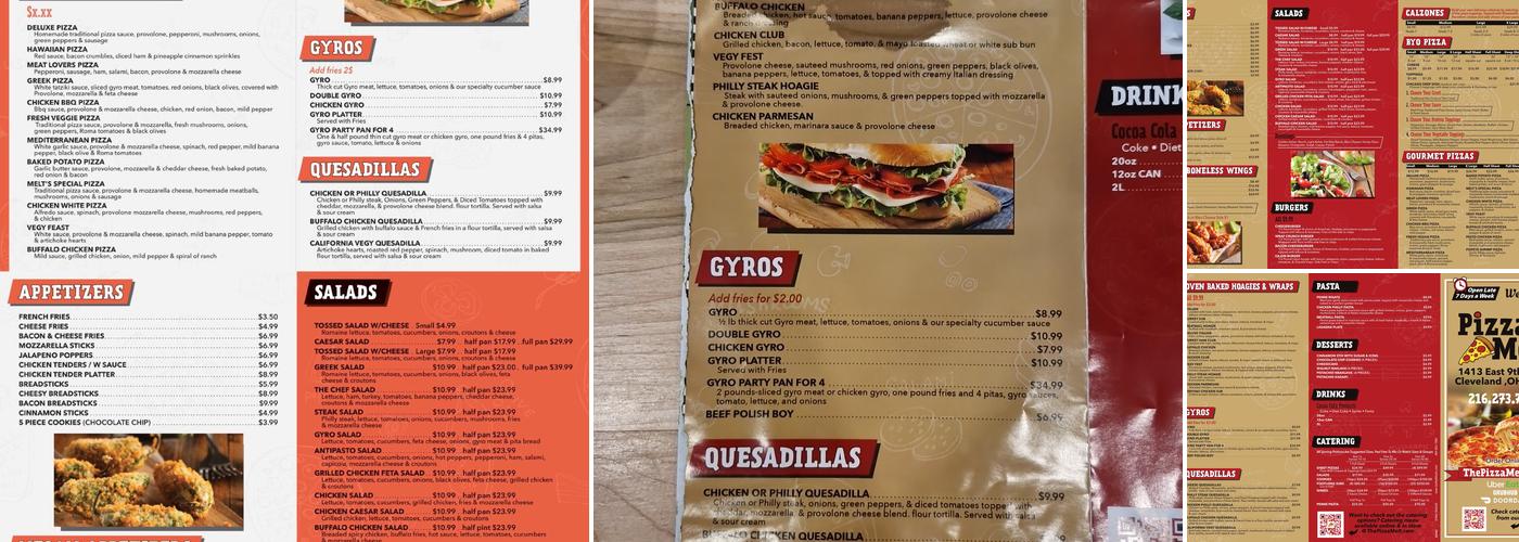 Pizza Melt Menu
