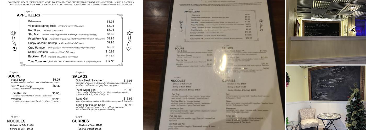 Lime Leaf Thai Eatery Menu