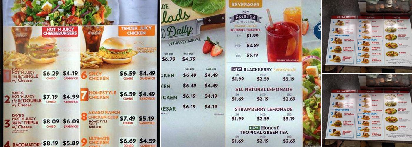 Wendy's Menu