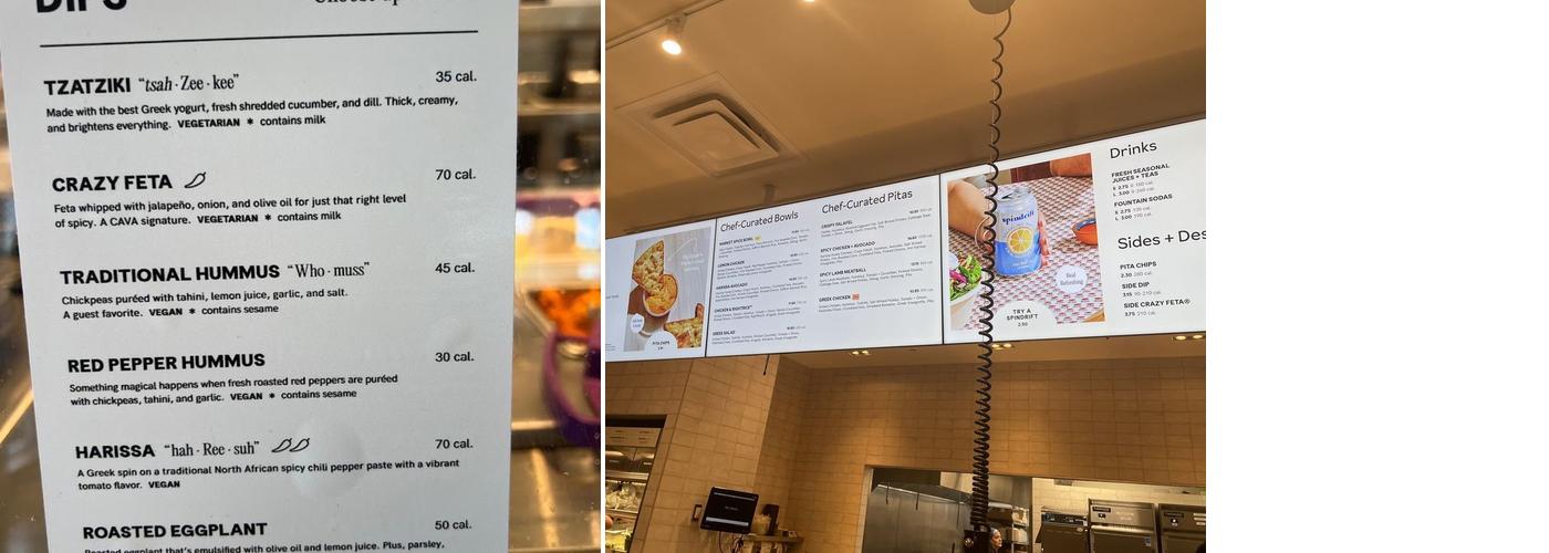 CAVA Menu