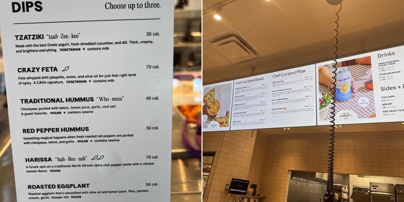 CAVA Menu