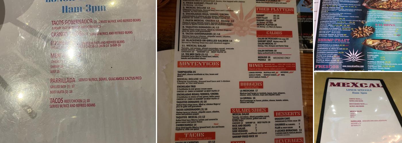 MeXcal Cantina Pacífico Menu