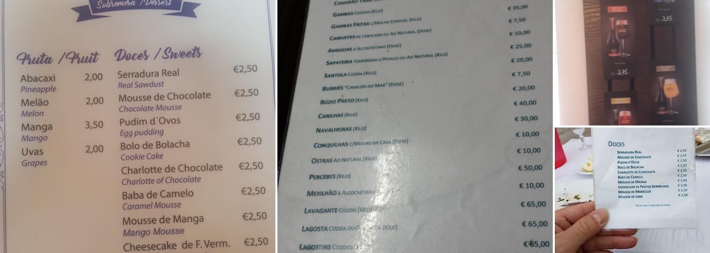 Alcochetano Menu