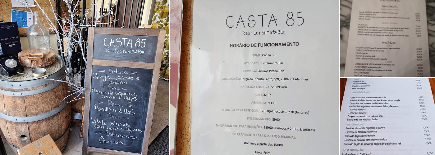 Casta 85 Menu