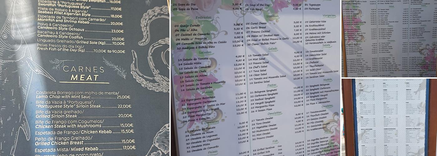 O Candeeiro Menu