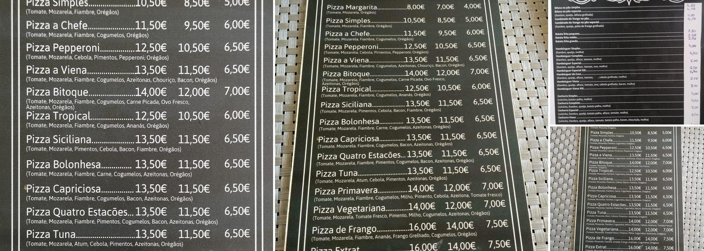 Confeitaria Viena Menu