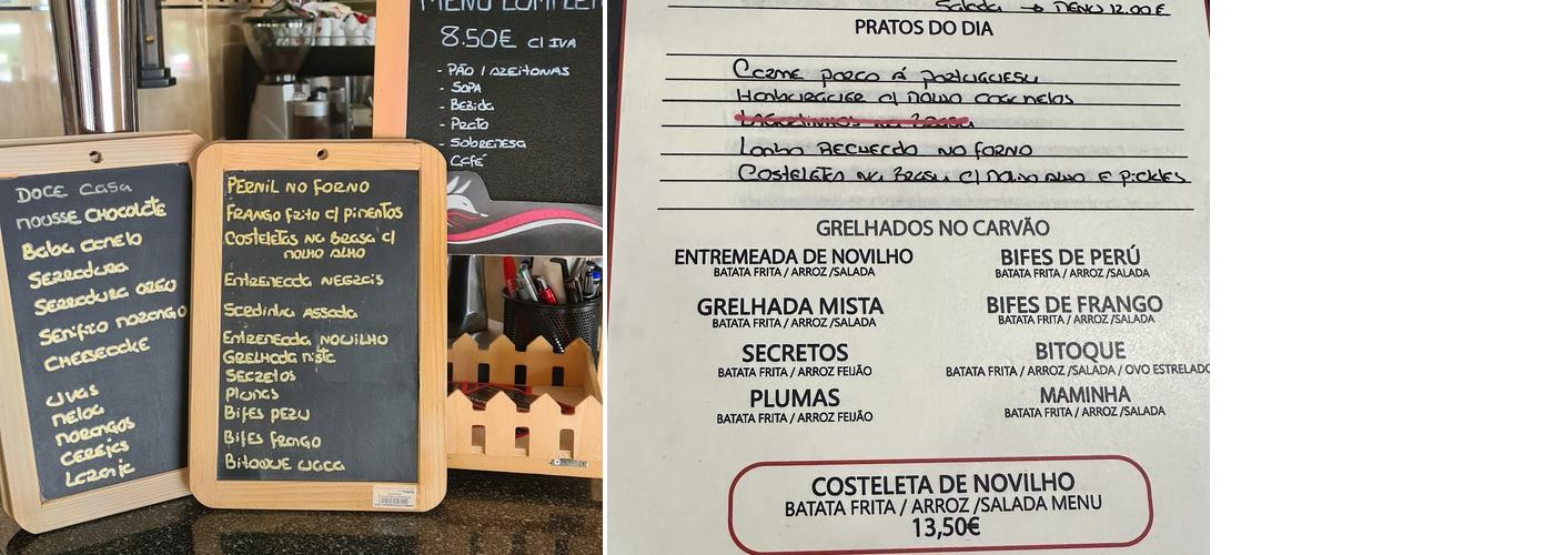 Irmãs Raposo Menu
