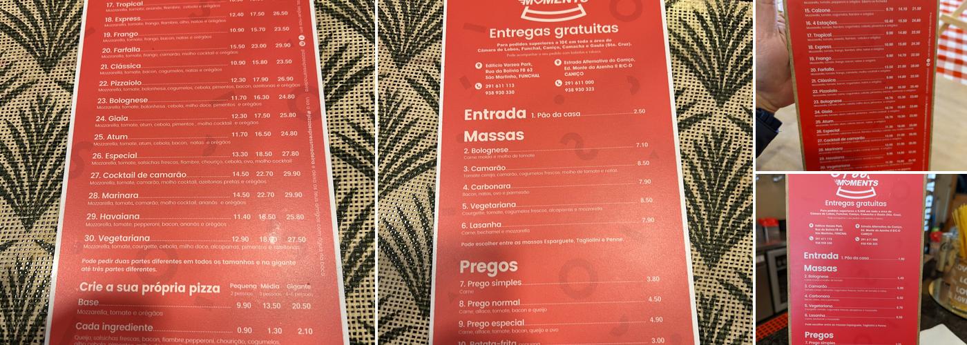 Pizza Moments ll Menu