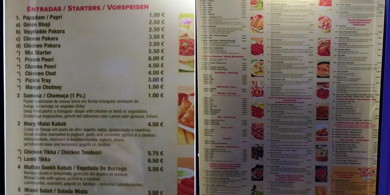 O Indiano Menu