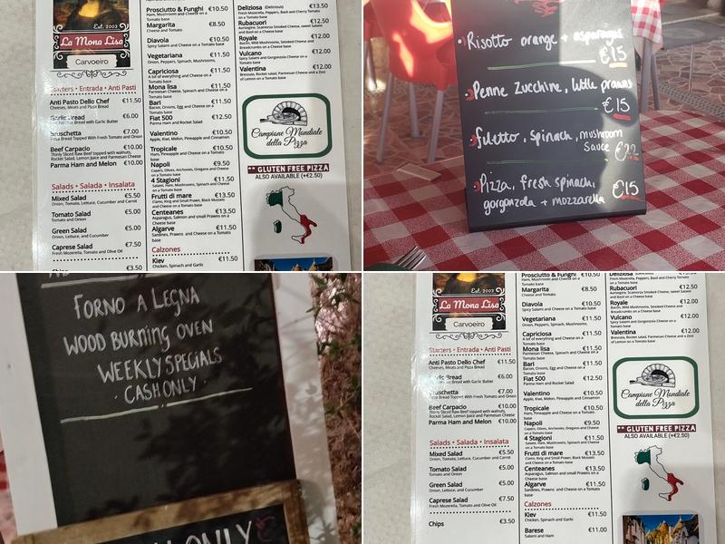 La Mona Lisa Restaurante Menu