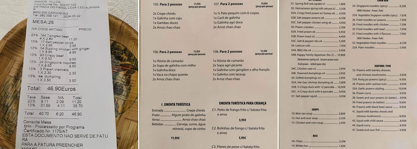 Restaurante China Town Menu