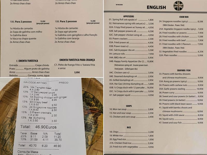 Restaurante China Town Menu