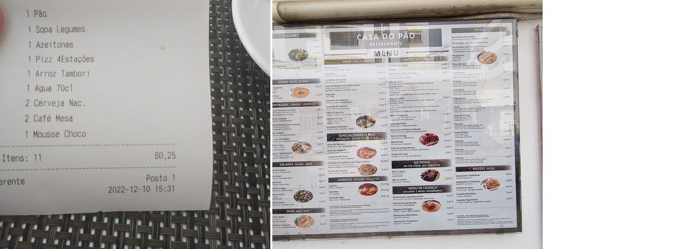 A Casa do Pão Menu