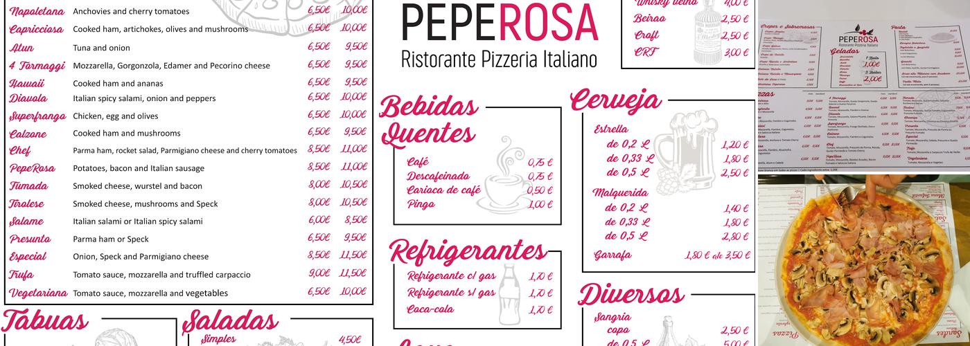 PepeRosa Pizzaria Cafe petiscos Menu