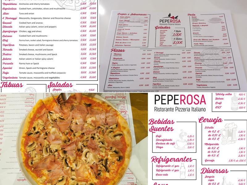 PepeRosa Pizzaria Cafe petiscos Menu