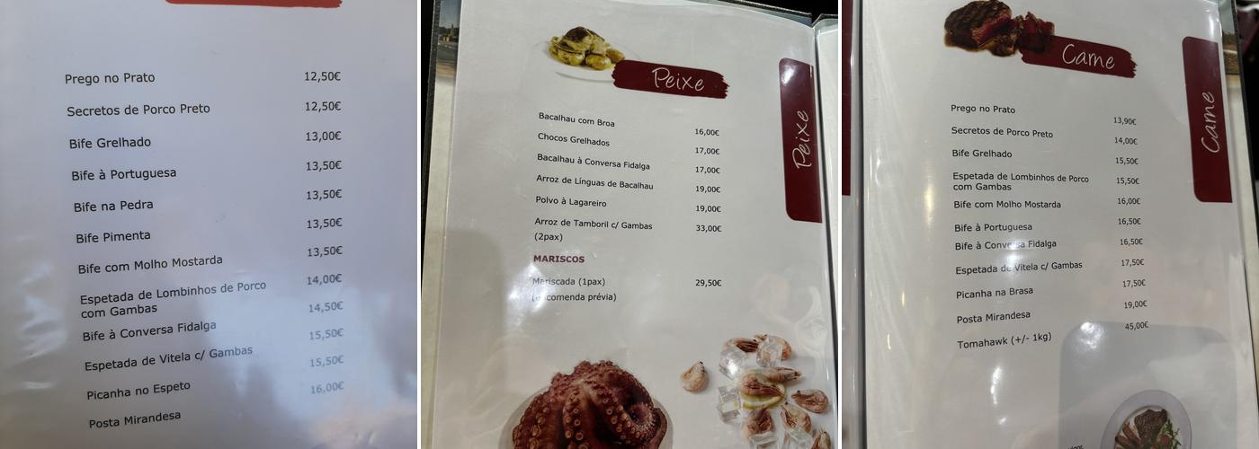 Conversa Fidalga Menu