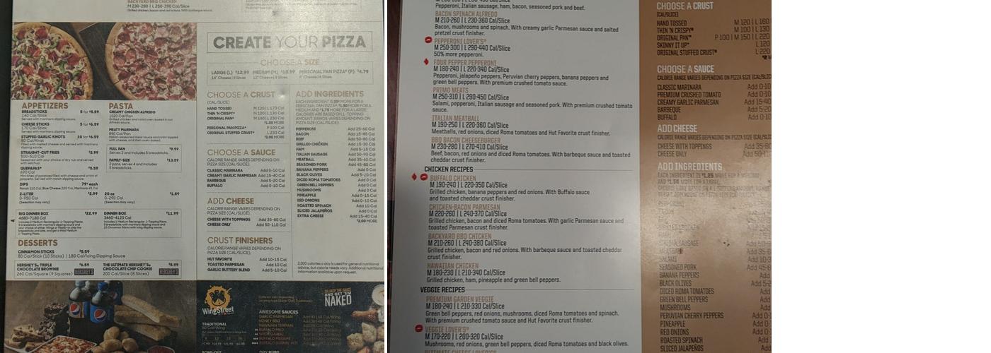 Pizza Hut Menu