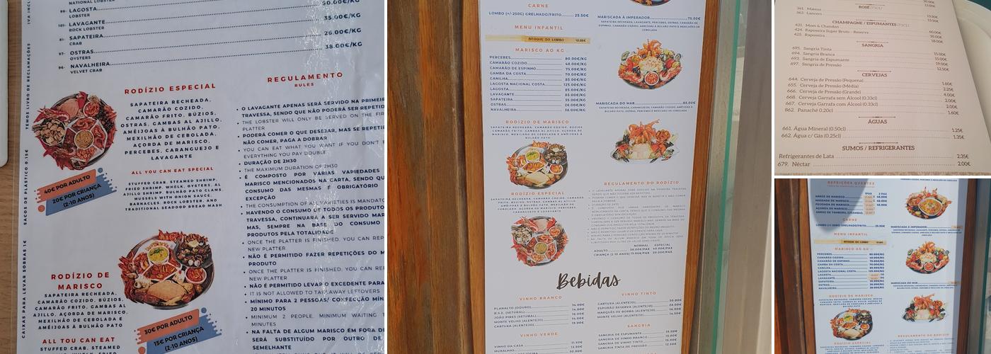 Marisqueira Furnas Menu