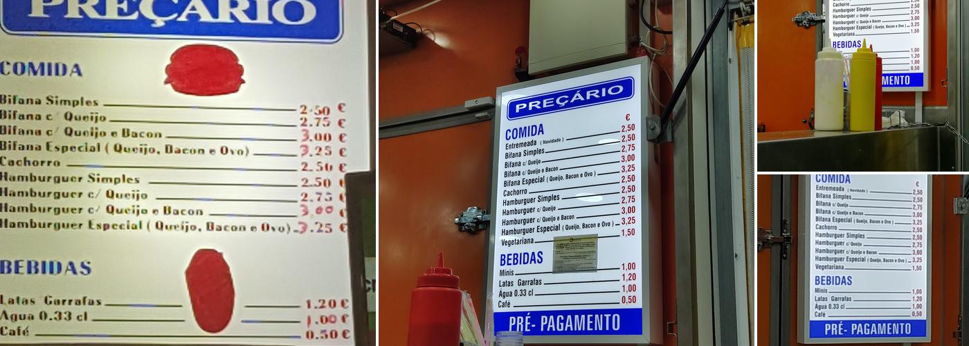 Roulote de Frielas Menu