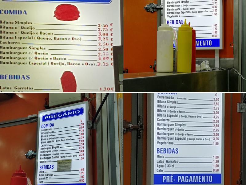 Roulote de Frielas Menu