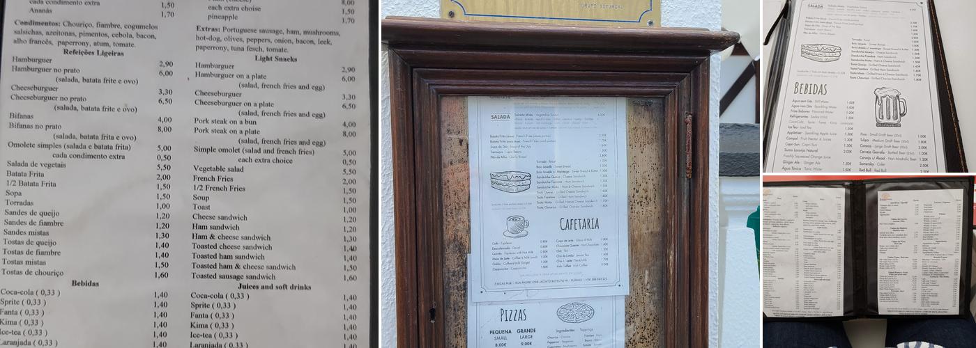 3 BICAS PUB Menu
