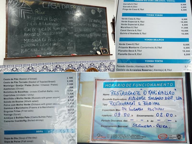 O Marinheiro Menu