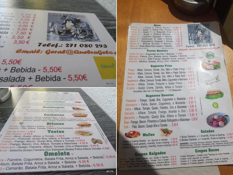 Quebra Gelo - Lda Menu