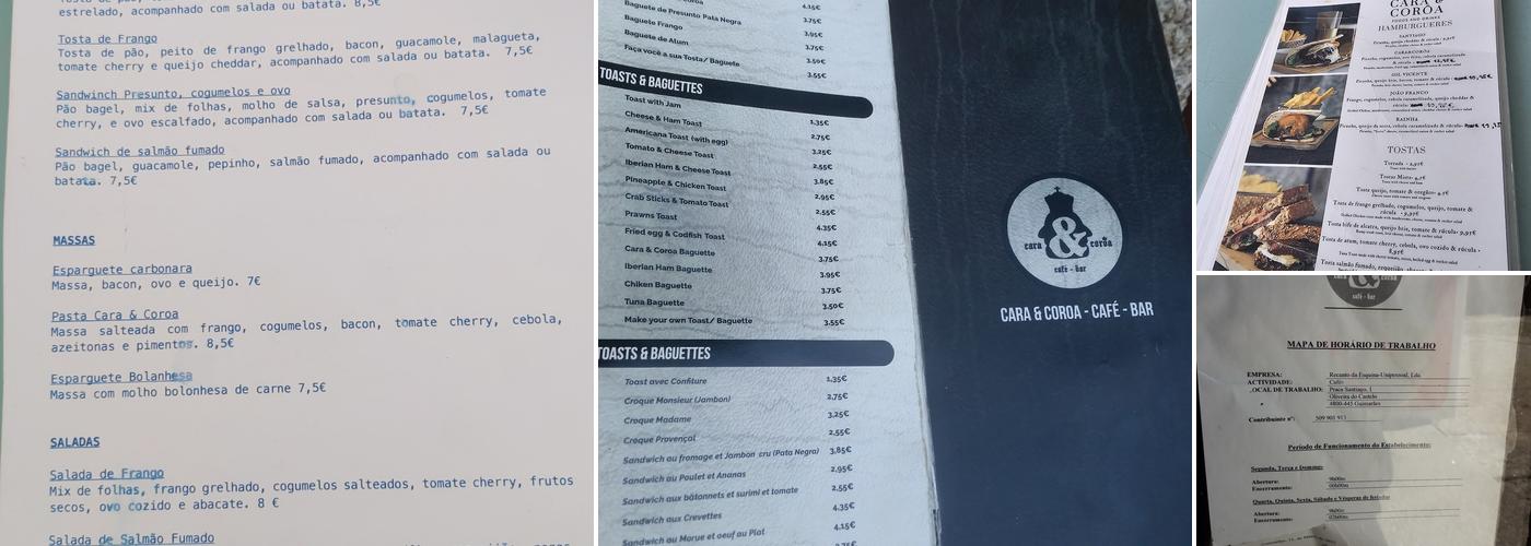 Bar Cara & Coroa Menu