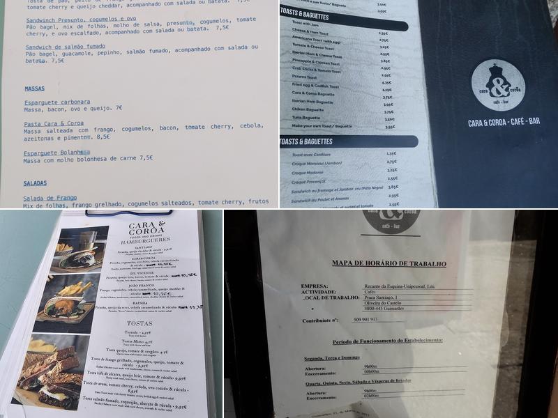 Bar Cara & Coroa Menu