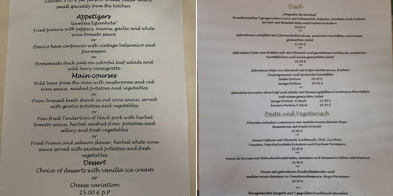 Brasserie Rosal Menu