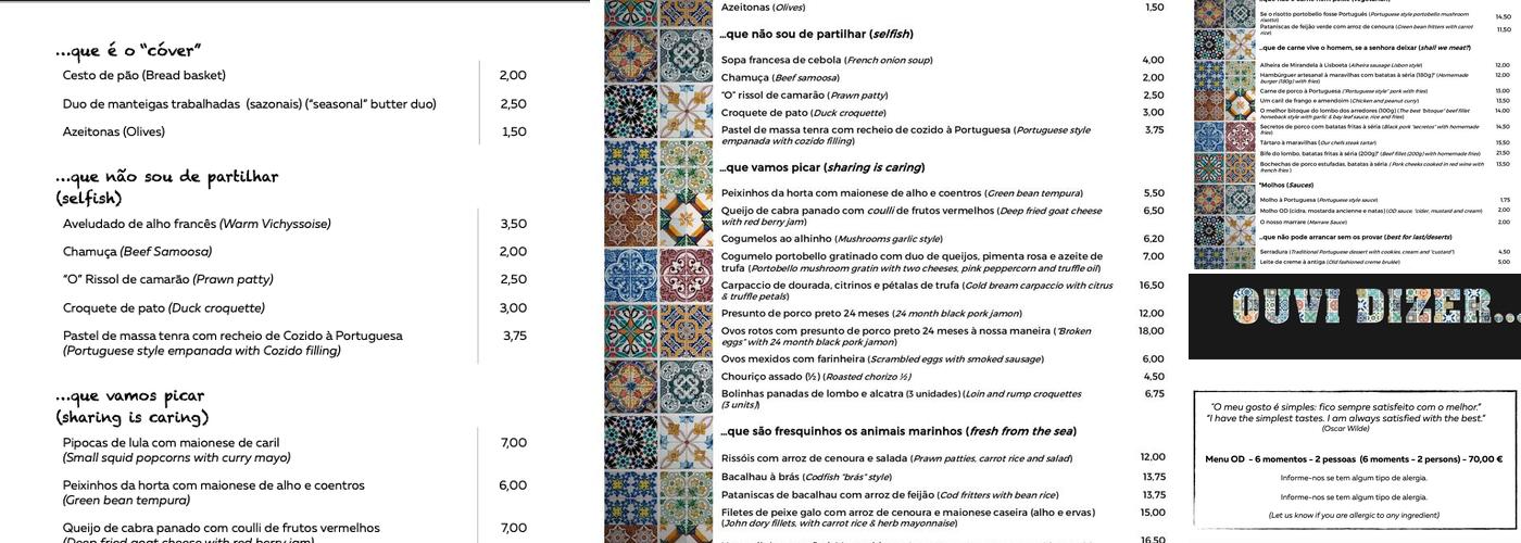 Ouvi Dizer Menu
