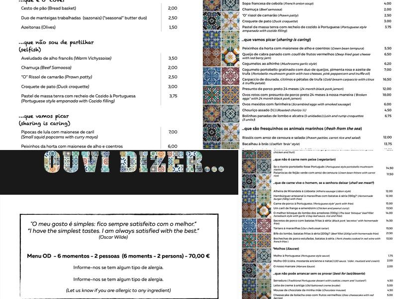 Ouvi Dizer Menu