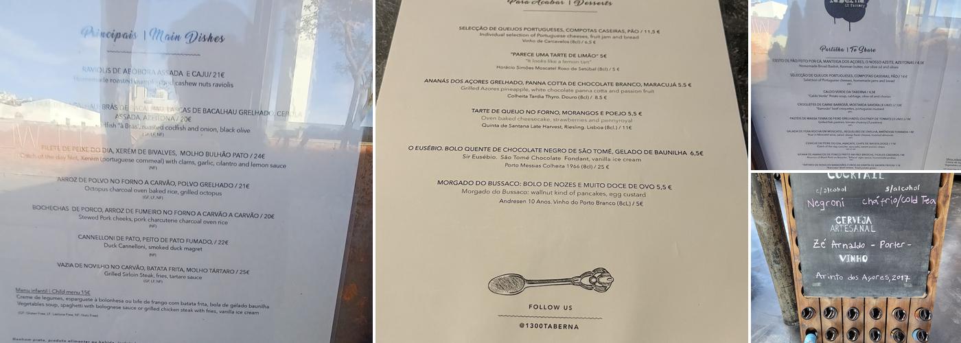1300 Taberna Menu