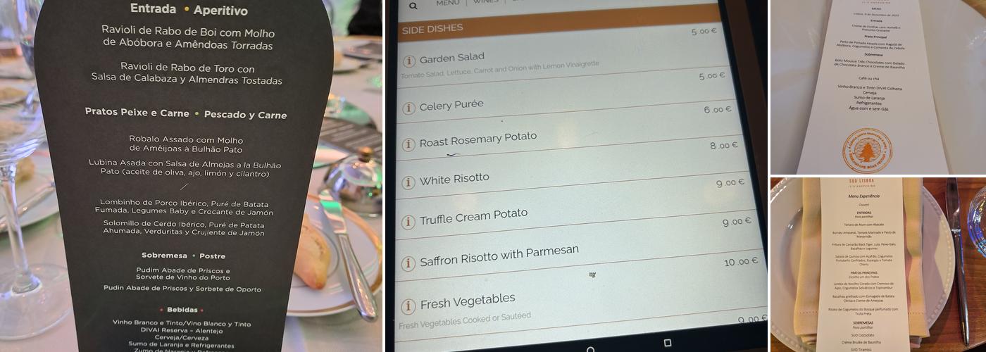 SUD Lisboa Menu