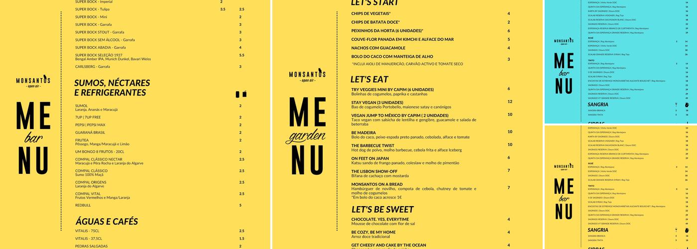 Monsantos Open Air Menu