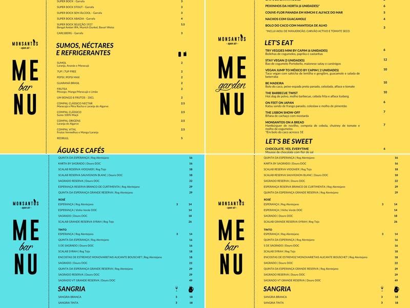 Monsantos Open Air Menu