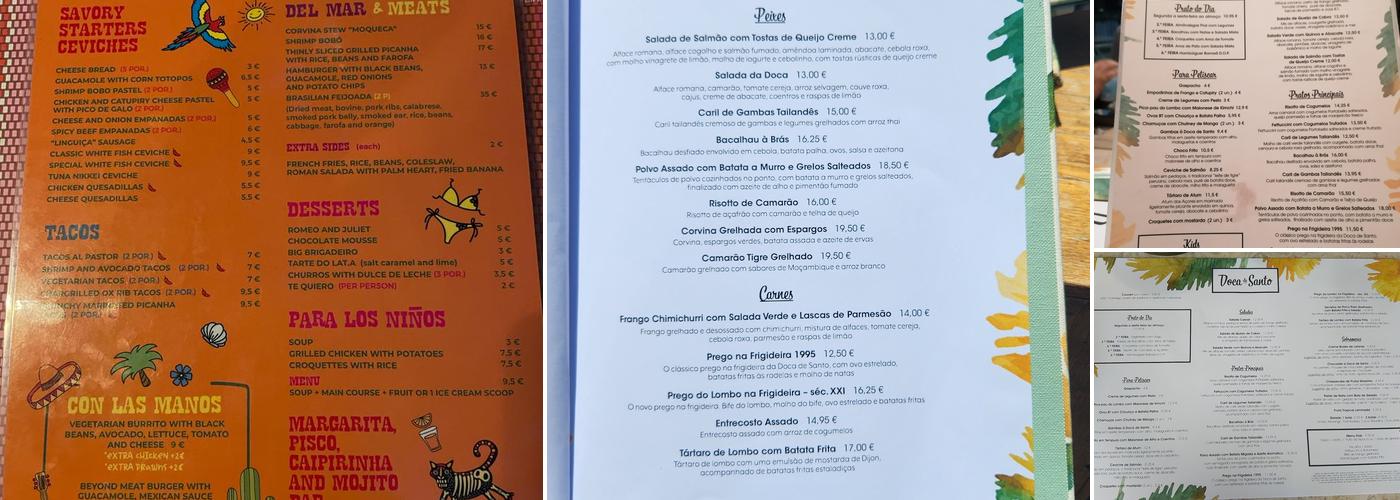 Doca de Santo Menu
