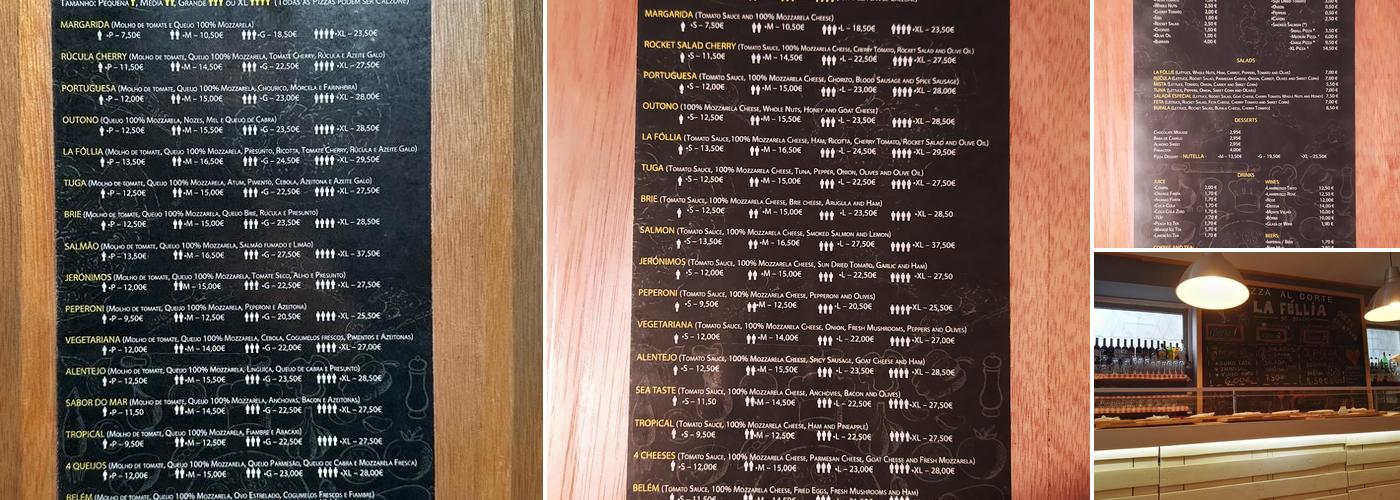 La Fóllia de Belém Menu