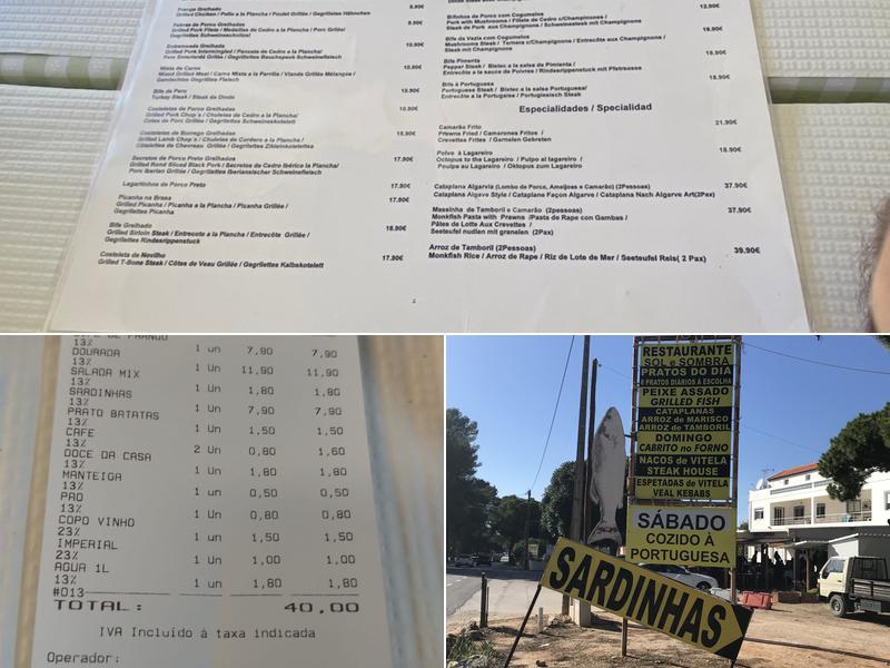 Sol e Sombra Menu