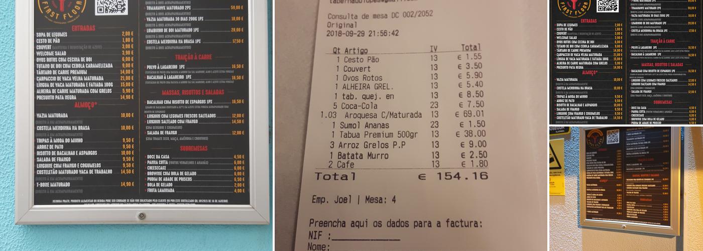 Taberna do Lopes First Floor Menu