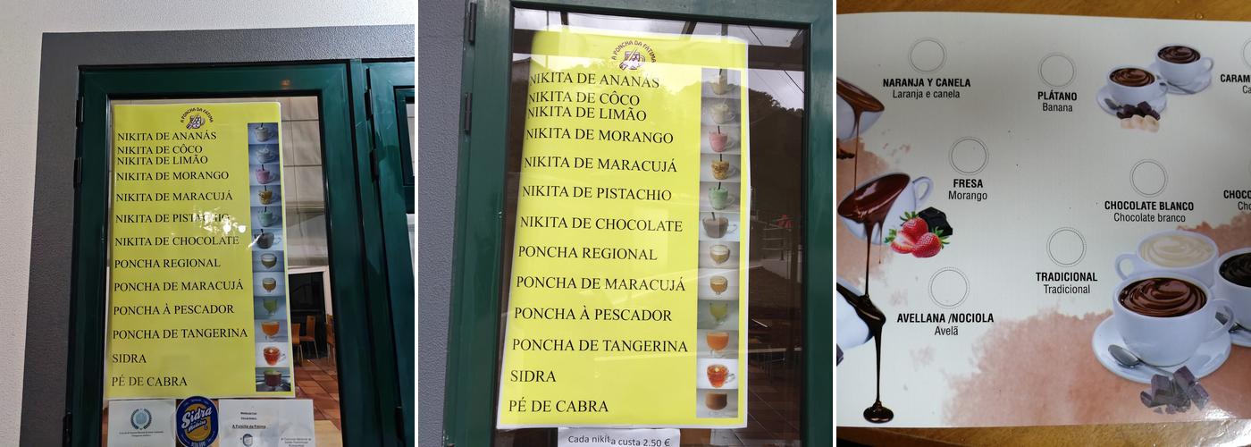A Poncha da Fátima Menu