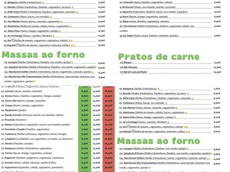Pizzeria Toscana Menu