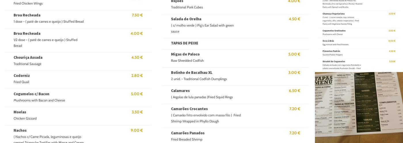 Sabores do Monte Menu