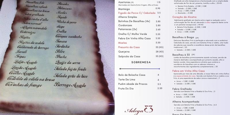 Adega 33 Menu