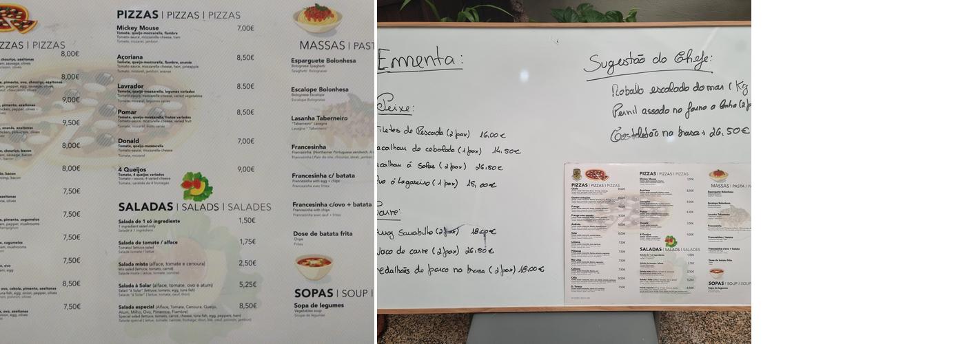 Solar do Taberneiro Menu