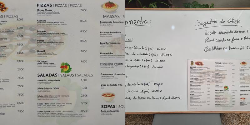 Solar do Taberneiro Menu