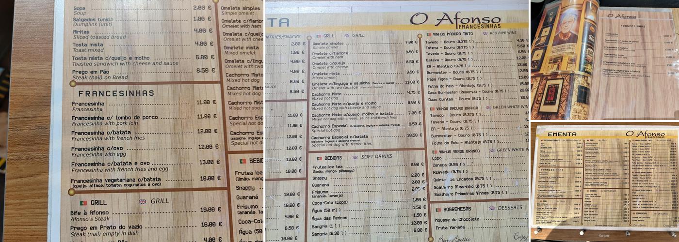 Café Restaurante O Afonso (O Afonso) Menu