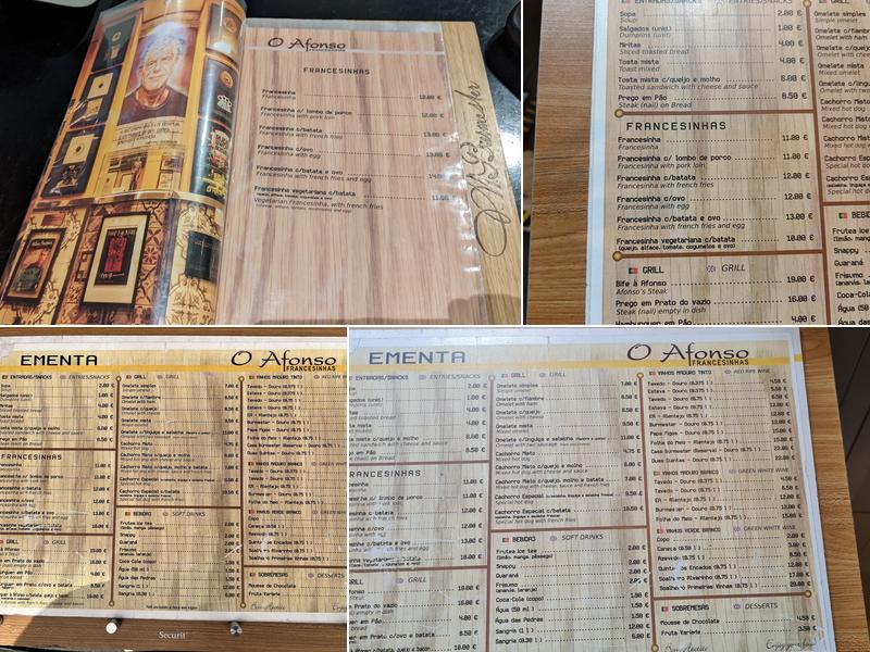Café Restaurante O Afonso (O Afonso) Menu