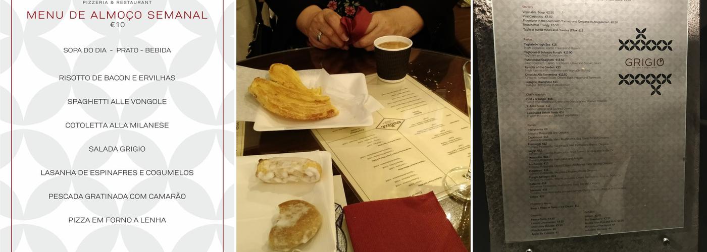 Pizza Club Grigio Menu