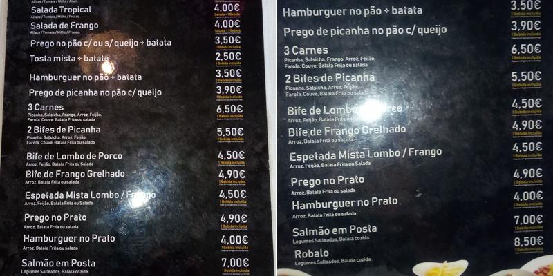 Pingo de Fogo Menu